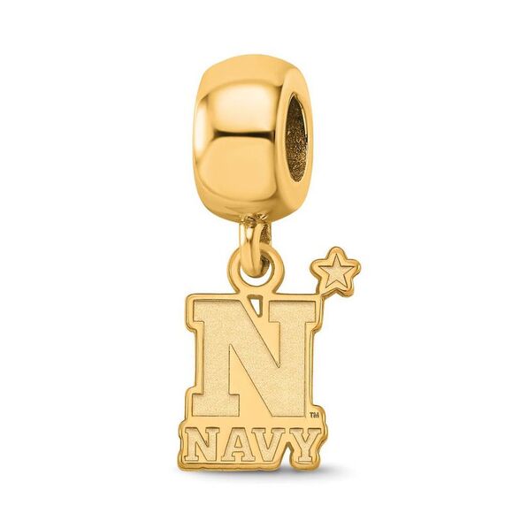 14k Gold Plated Silver U.S. Naval Academy Small Dangle Bead Charm - Picture 1 of 4